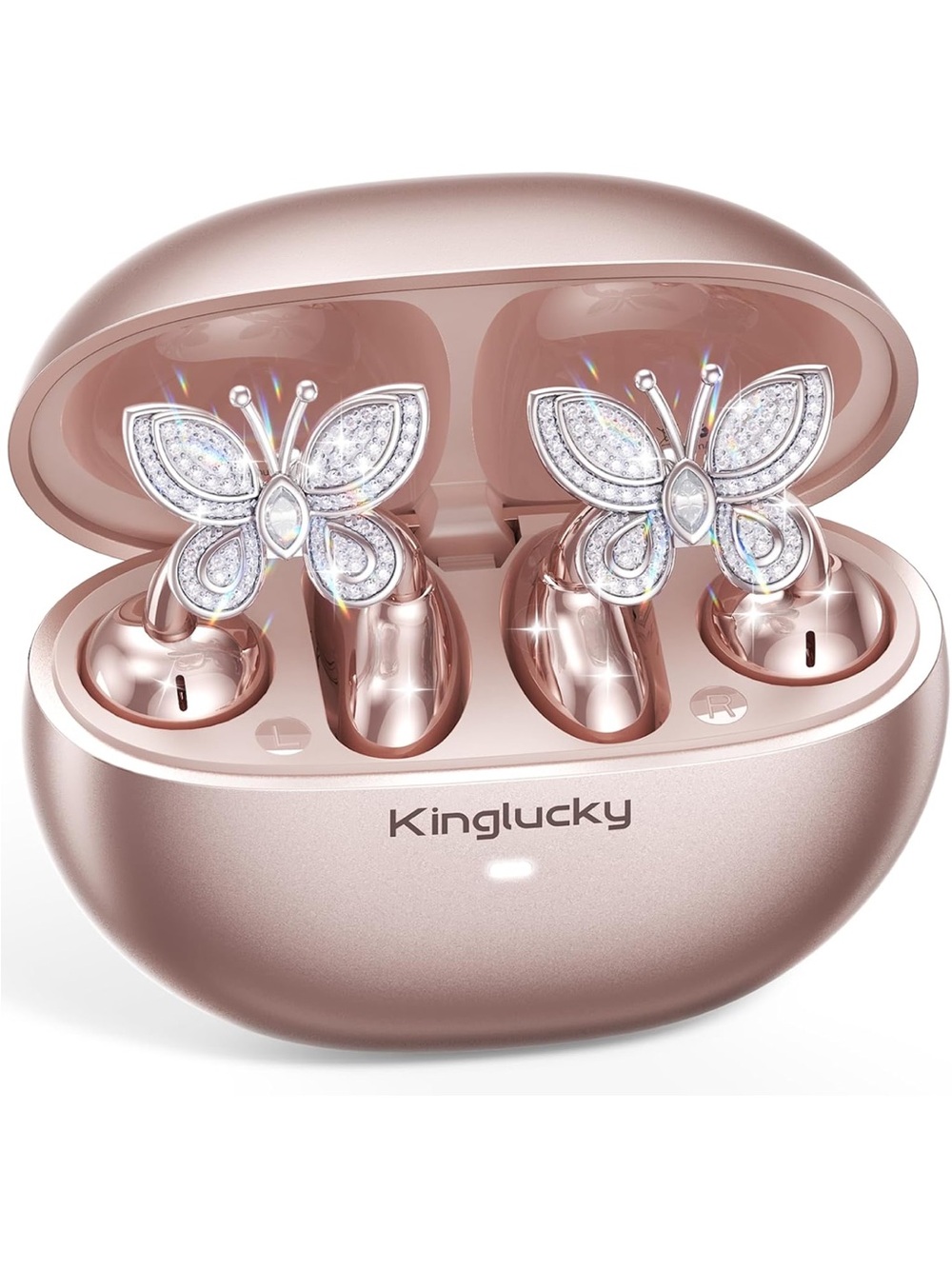 Rose Gold Butterfly Earring Wireless Earbuds